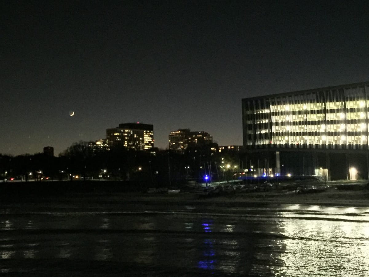 Northwestern campus at night